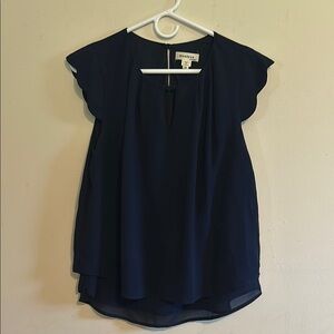 Monteau Blue Ruffled Cap Sleeve Blouse